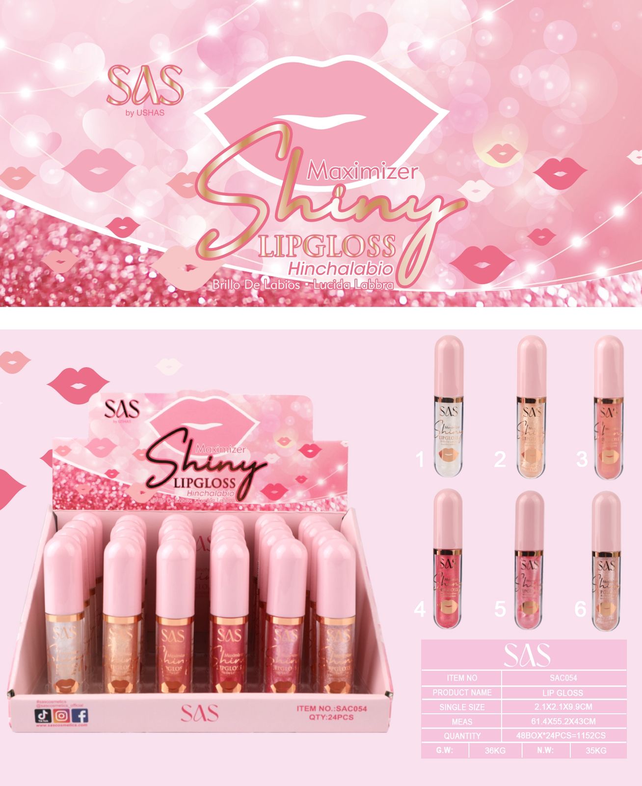 LIP GLOSS VOLUMINIZADOR DE LABIOS SHINY