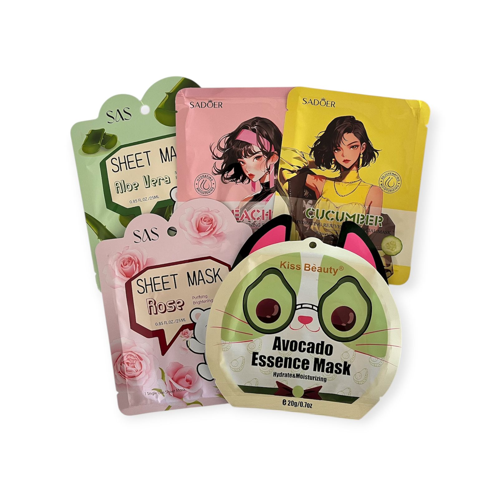 PACK DE MASCARILLAS FACIALES SURTIDAS 5 UNIDADES
